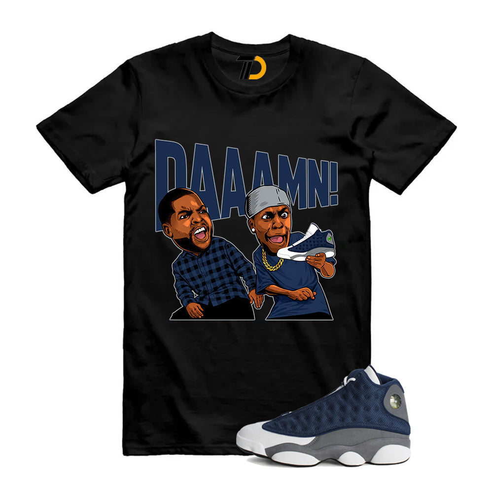 13s Flint Navy Grey White Shirt To Match Daaamn T-Shirt 2026 product image 1