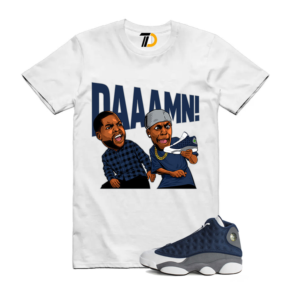 13s Flint Navy Grey White Shirt To Match Daaamn T-Shirt 2026 product image 3