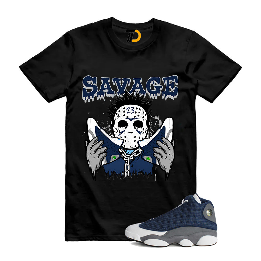 13s Flint Navy Grey White Shirt To Match 23 Savage T-Shirt product image 1