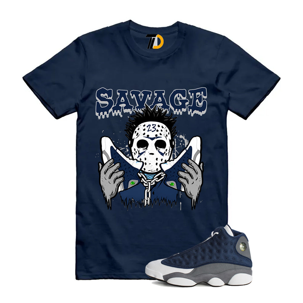 13s Flint Navy Grey White Shirt To Match 23 Savage T-Shirt product image 2