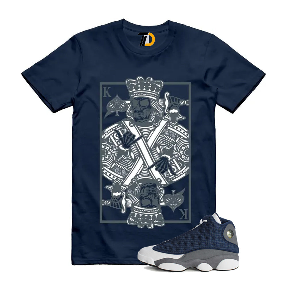13s Flint Navy Grey White Shirt To Match King Card T-Shirt product image 1