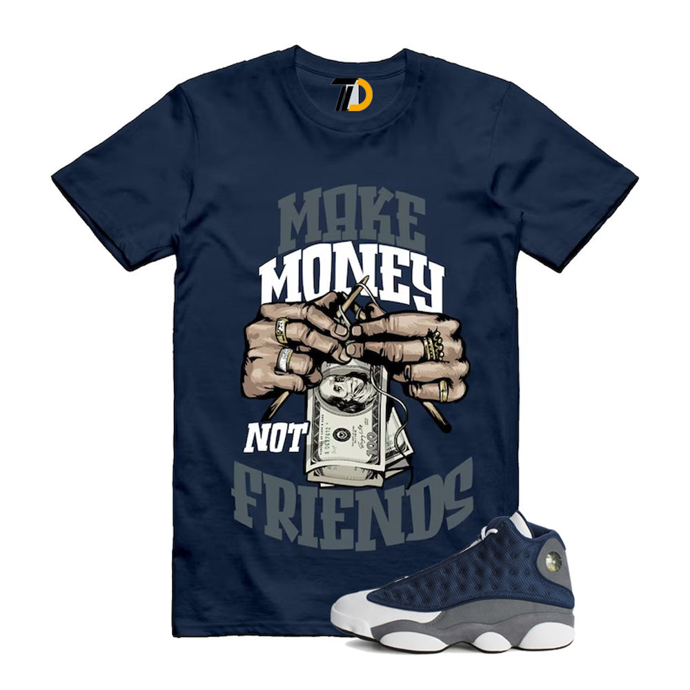 13s Flint Navy Grey White Shirt To Match Make Money Not product image 1