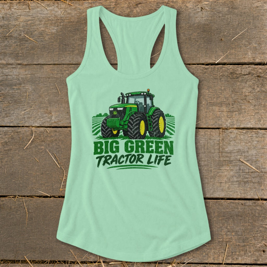 Big Green Tractor Racerback Tank