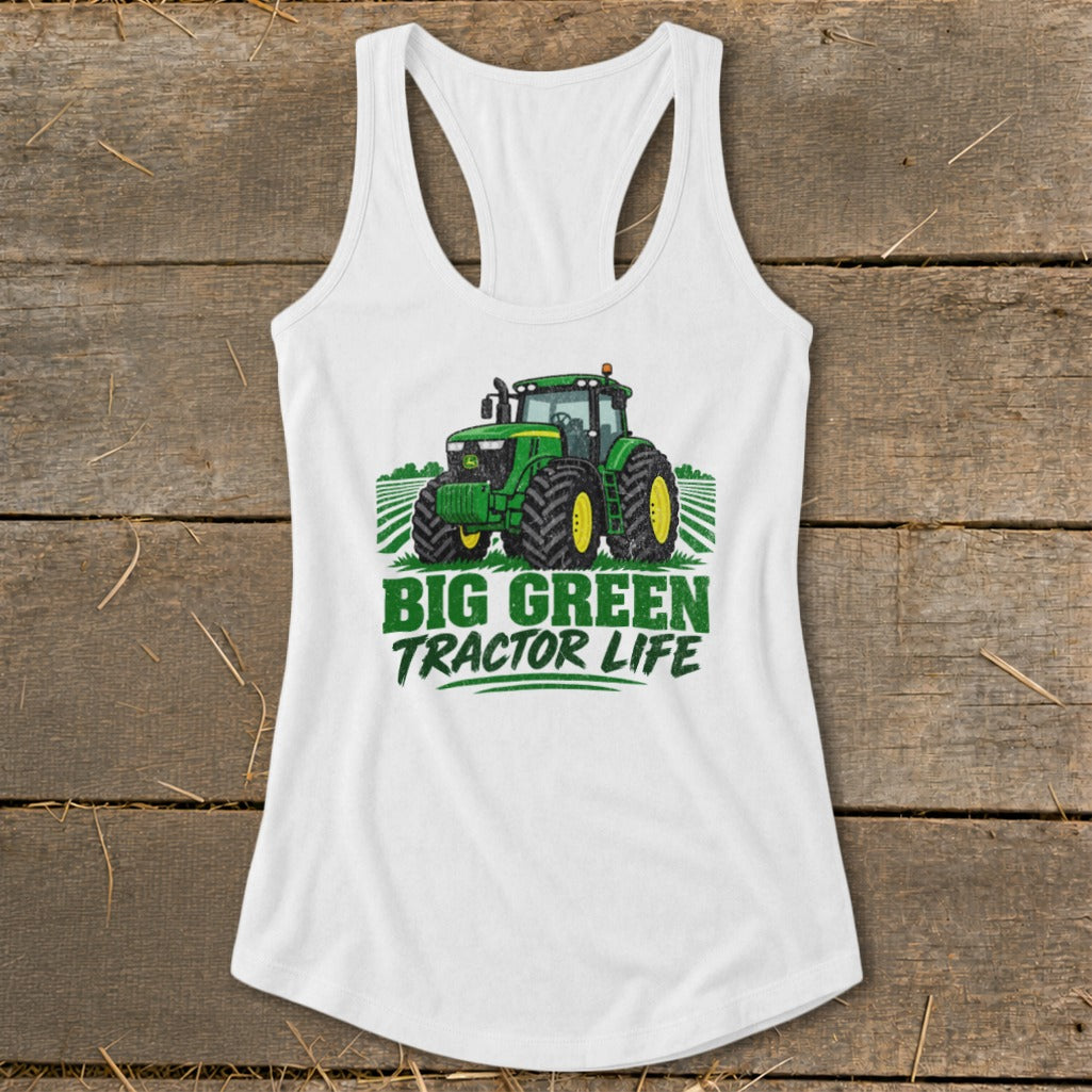 Big Green Tractor Racerback Tank