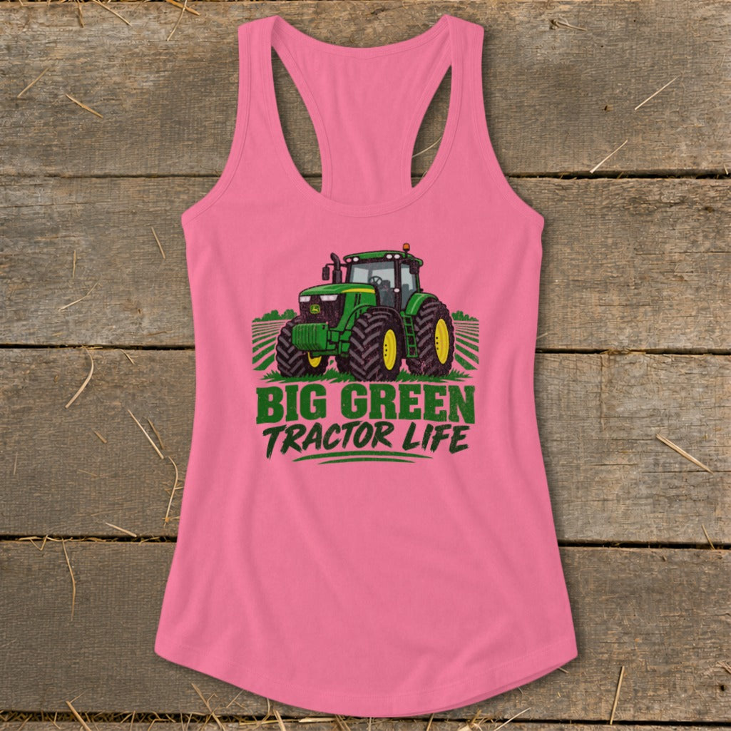 Big Green Tractor Racerback Tank