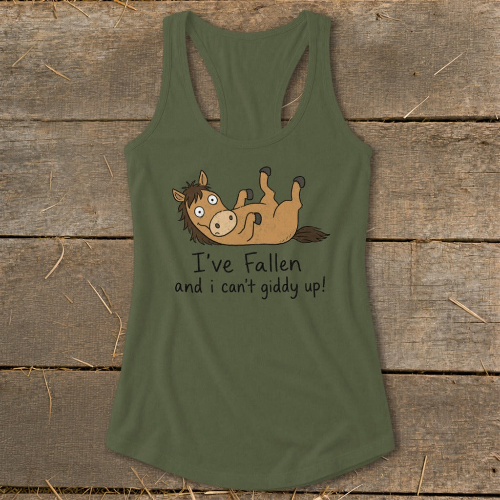 Can't Giddy Up Racerback Tank