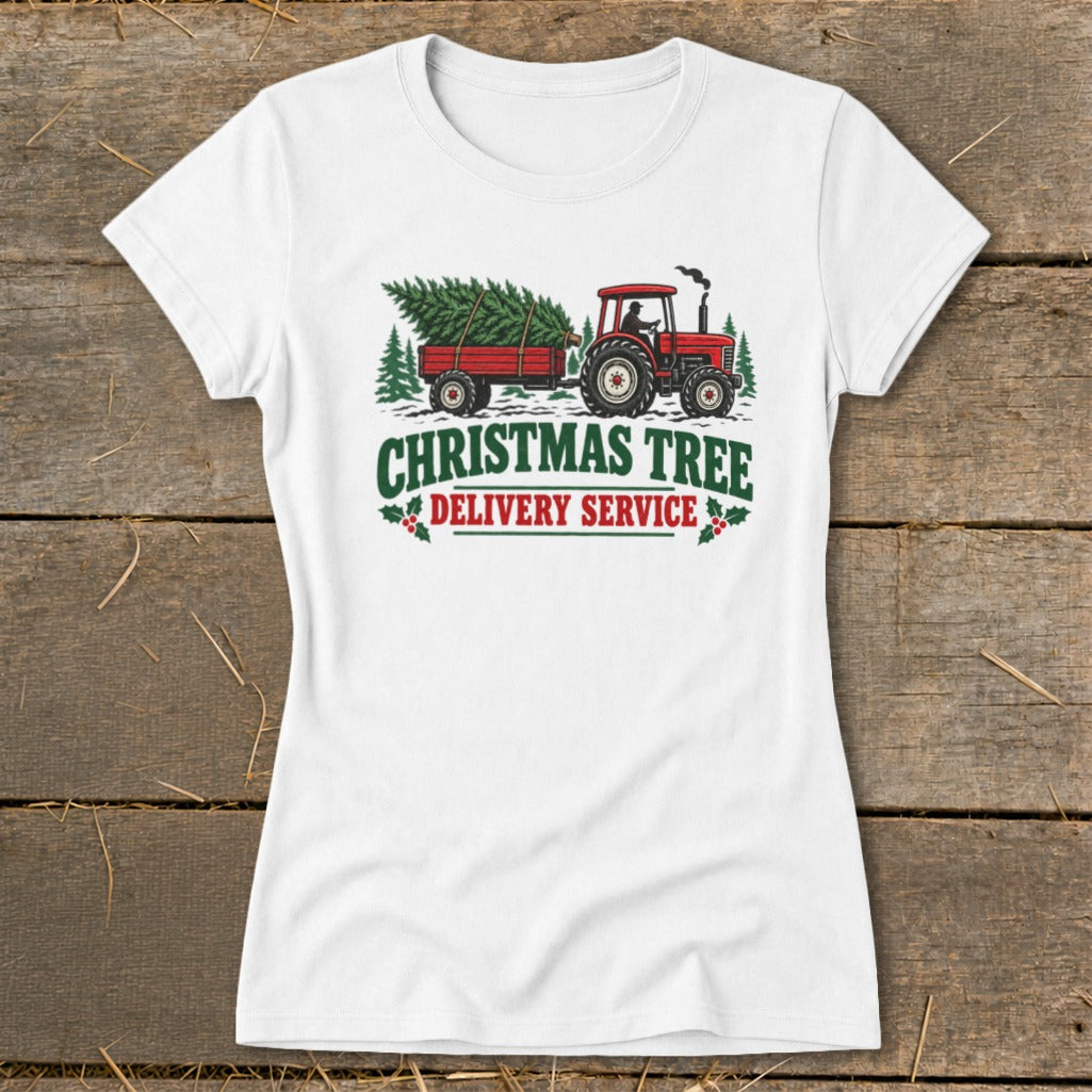 Christmas Tree Delivery Ladies Tee product image 1