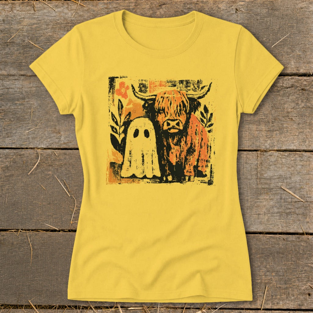 Cow and Ghostly Friend Ladies Tee product image 6