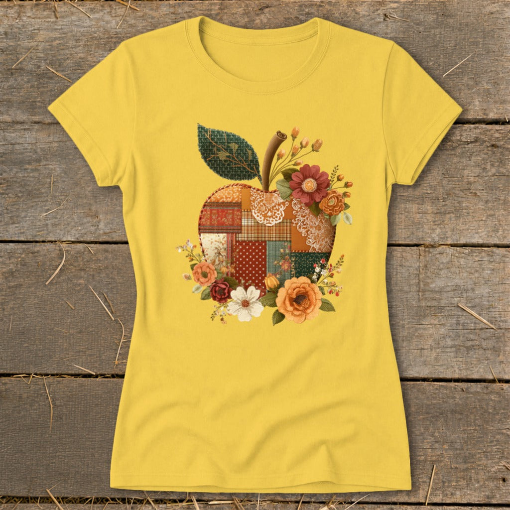 Faux Patchwork Apple Ladies Tee product image 5