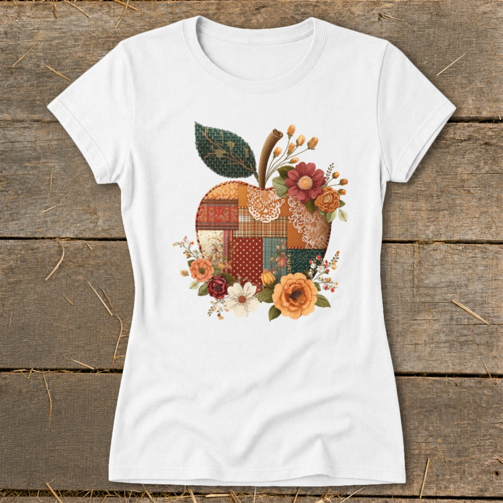 Faux Patchwork Apple Ladies Tee product image 1