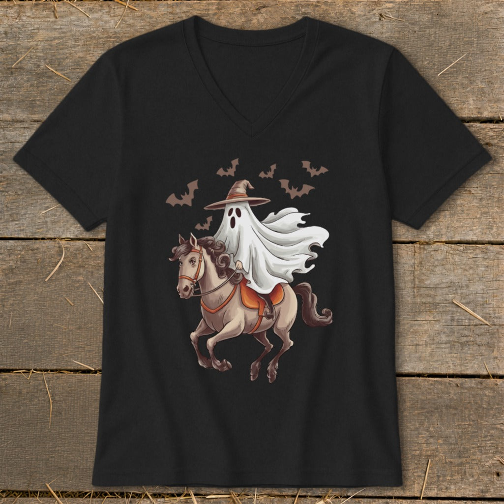 Ghost Riding Horse Halloween V-neck