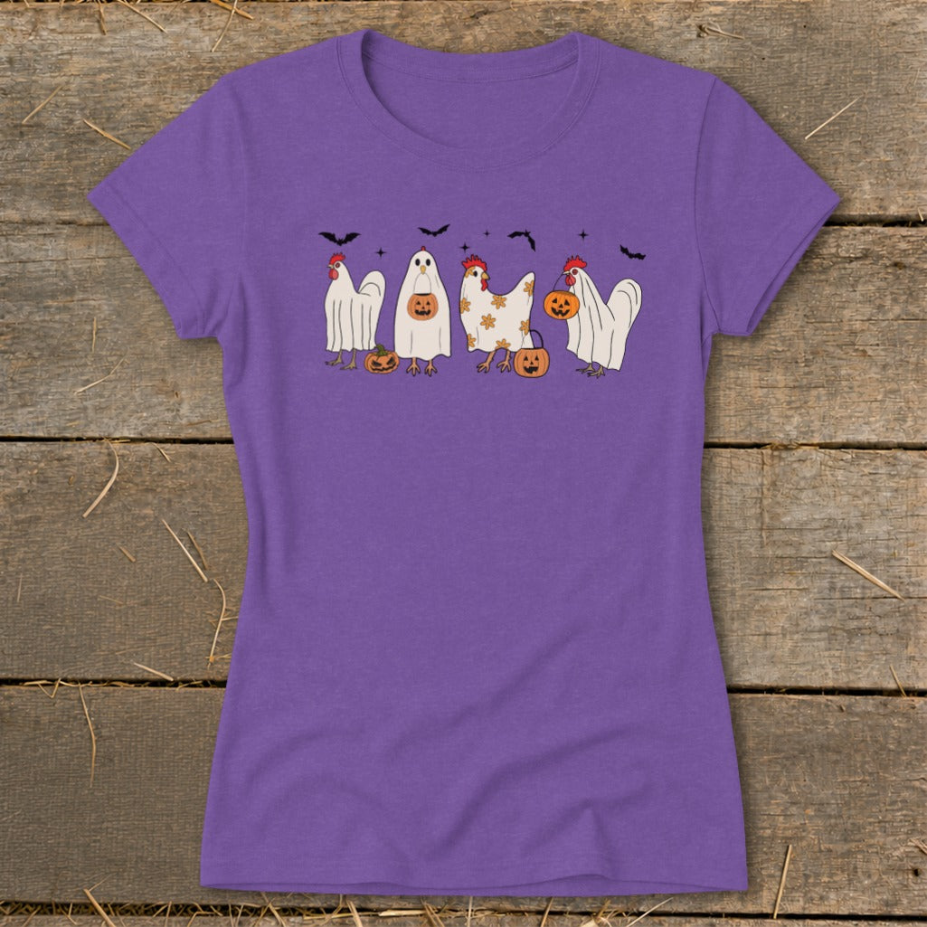 Ghostly Chickens Halloween Ladies Tee product image 1