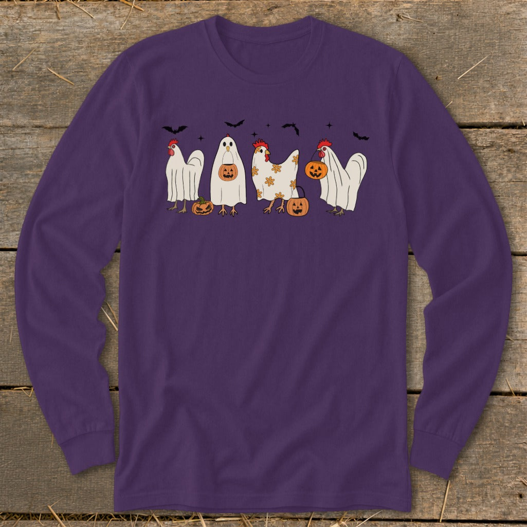 Ghostly Chickens Halloween Long Sleeve Tee product image 2