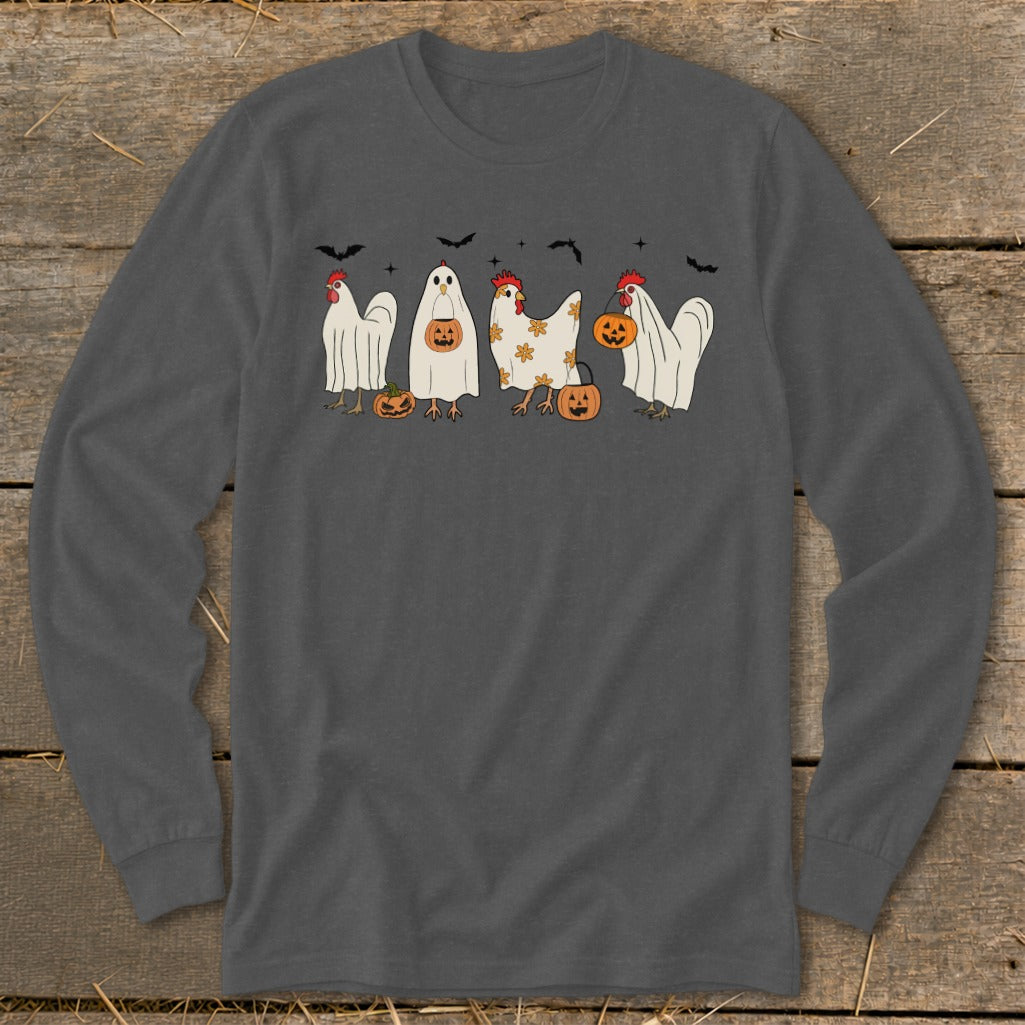 Ghostly Chickens Halloween Long Sleeve Tee product image 4