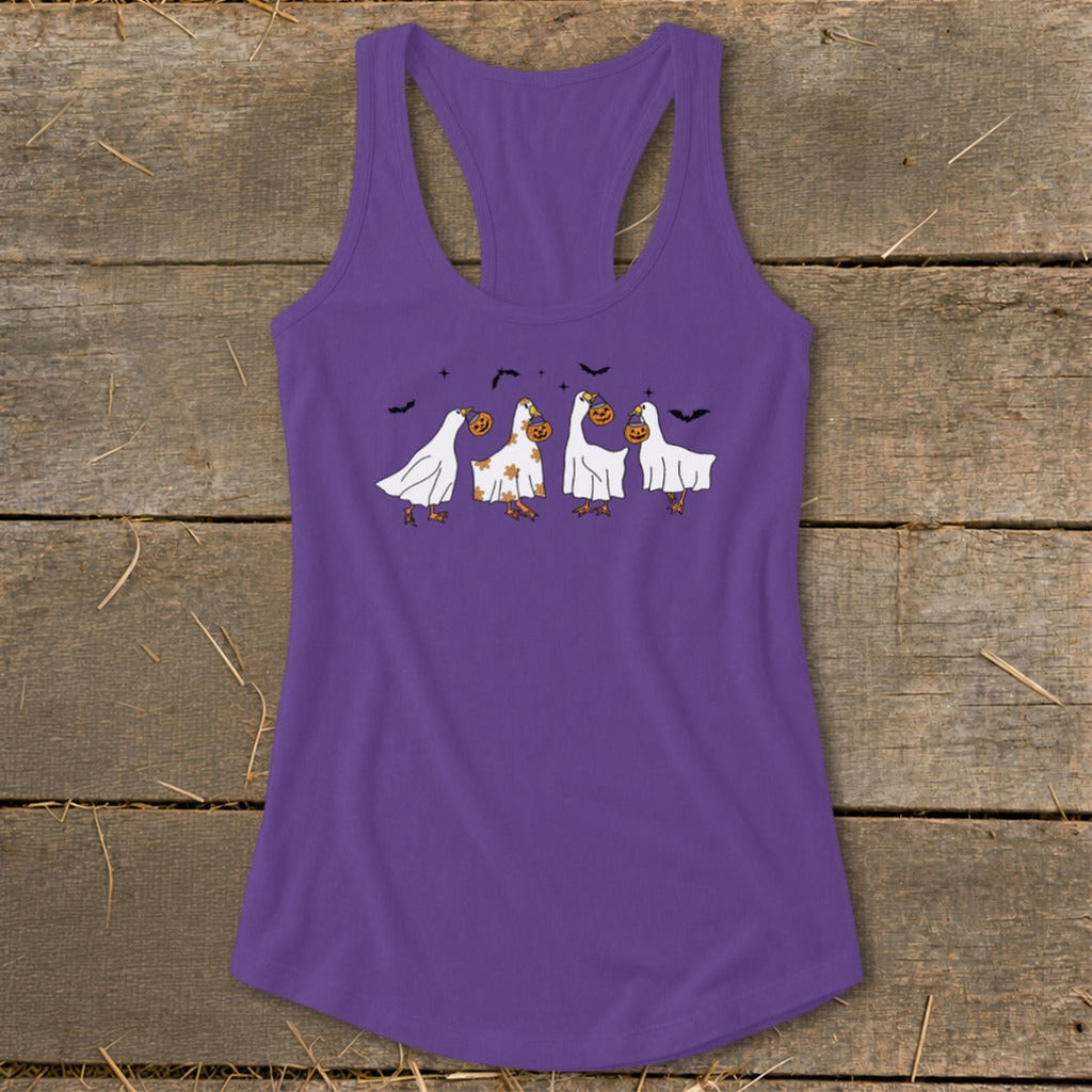 Ghostly Geese Halloween Racerback Tank