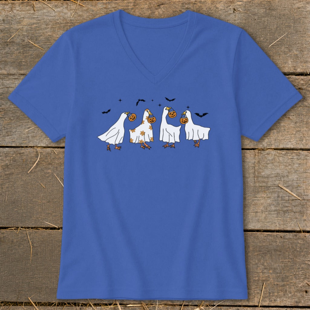 Ghostly Geese Halloween V-neck