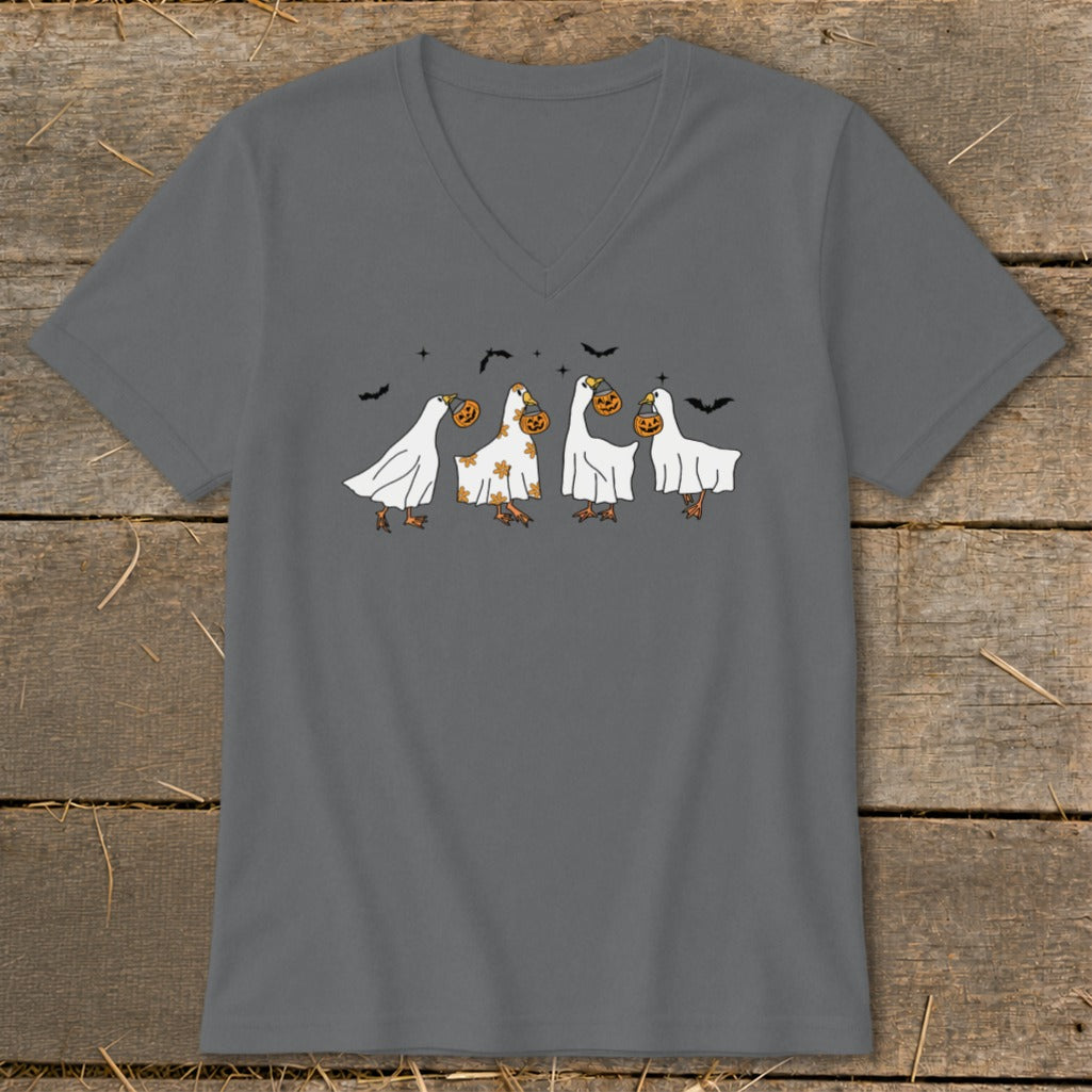 Ghostly Geese Halloween V-neck