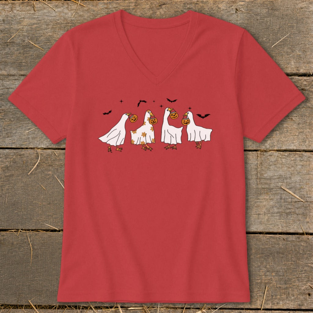 Ghostly Geese Halloween V-neck