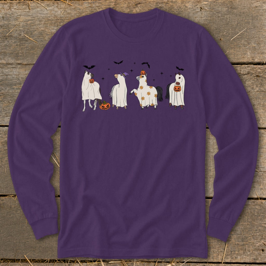 Ghostly Horses Halloween Long Sleeve Tee product image 2