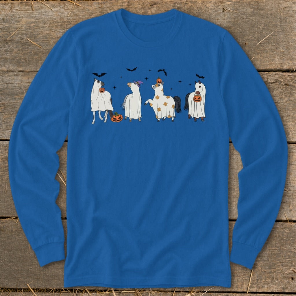 Ghostly Horses Halloween Long Sleeve Tee product image 3