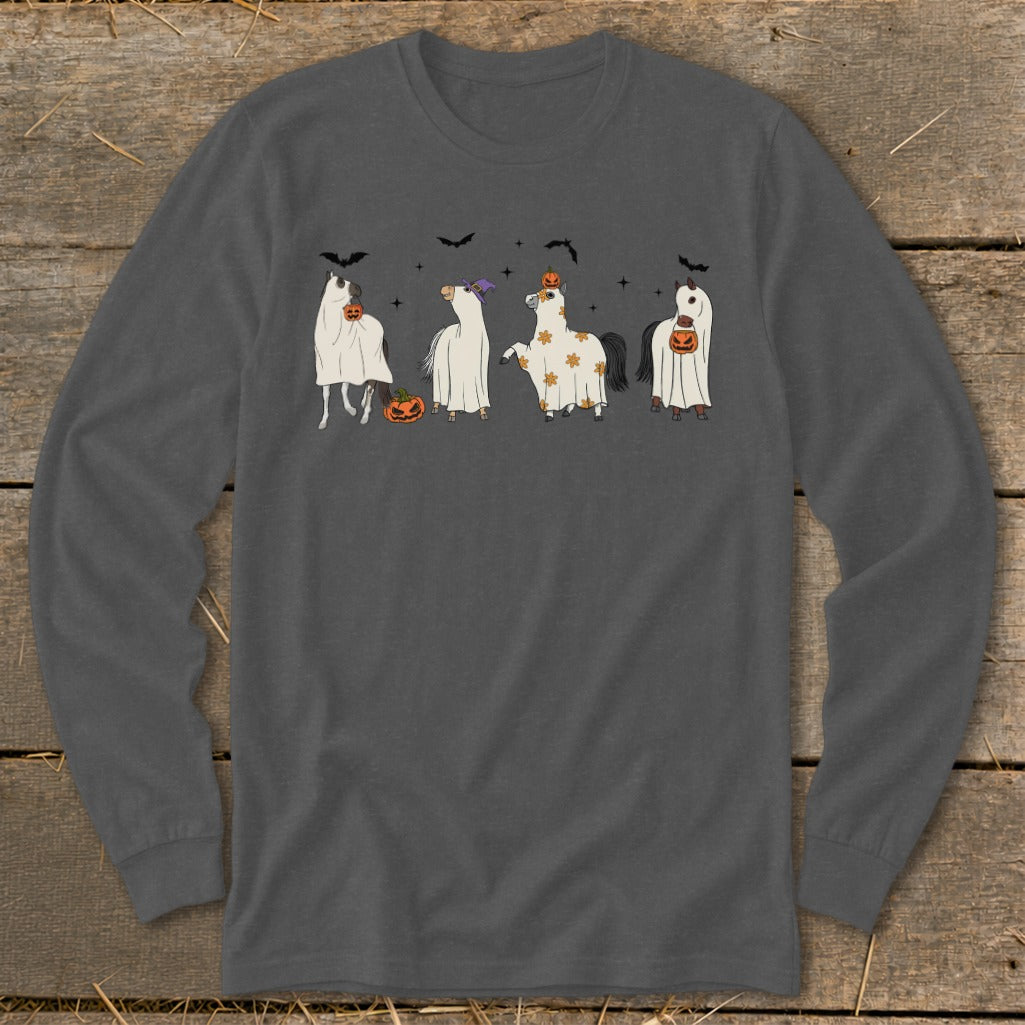Ghostly Horses Halloween Long Sleeve Tee product image 4