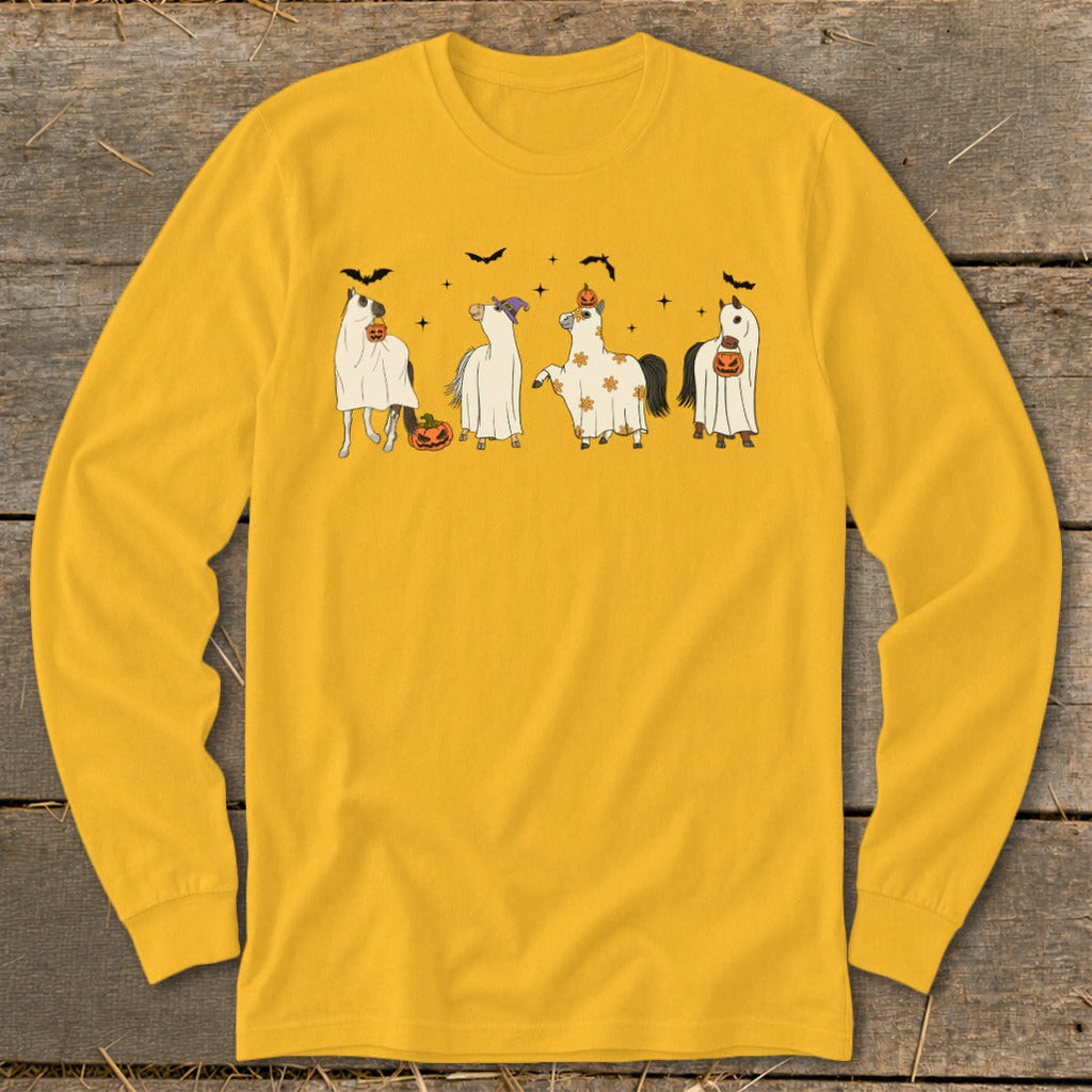 Ghostly Horses Halloween Long Sleeve Tee product image 1