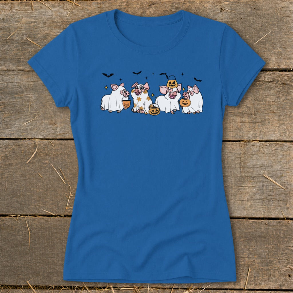 Ghostly Pigs Halloween Ladies Tee product image 2