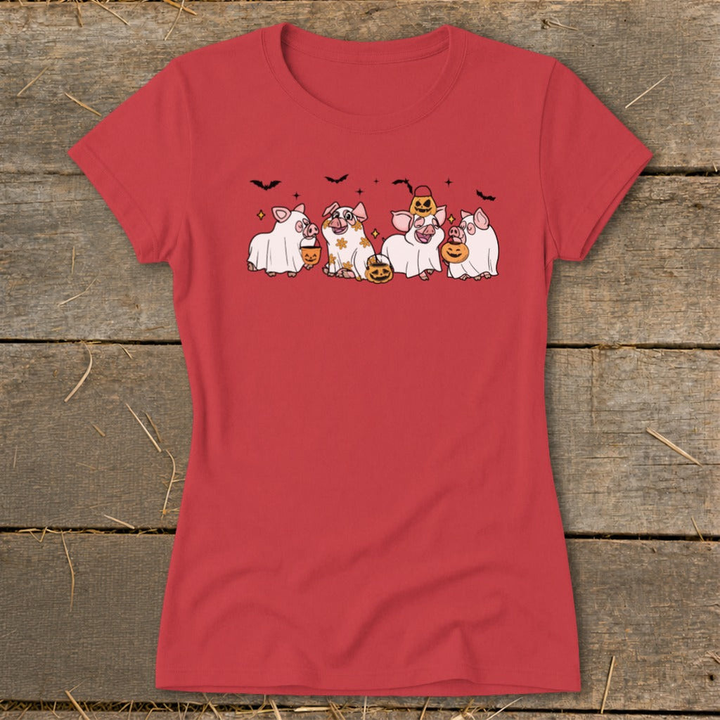 Ghostly Pigs Halloween Ladies Tee product image 4