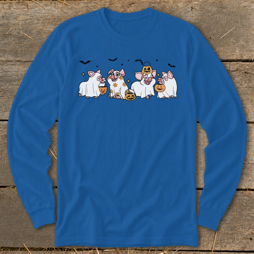 Ghostly Pigs Halloween Long Sleeve Tee product image 3