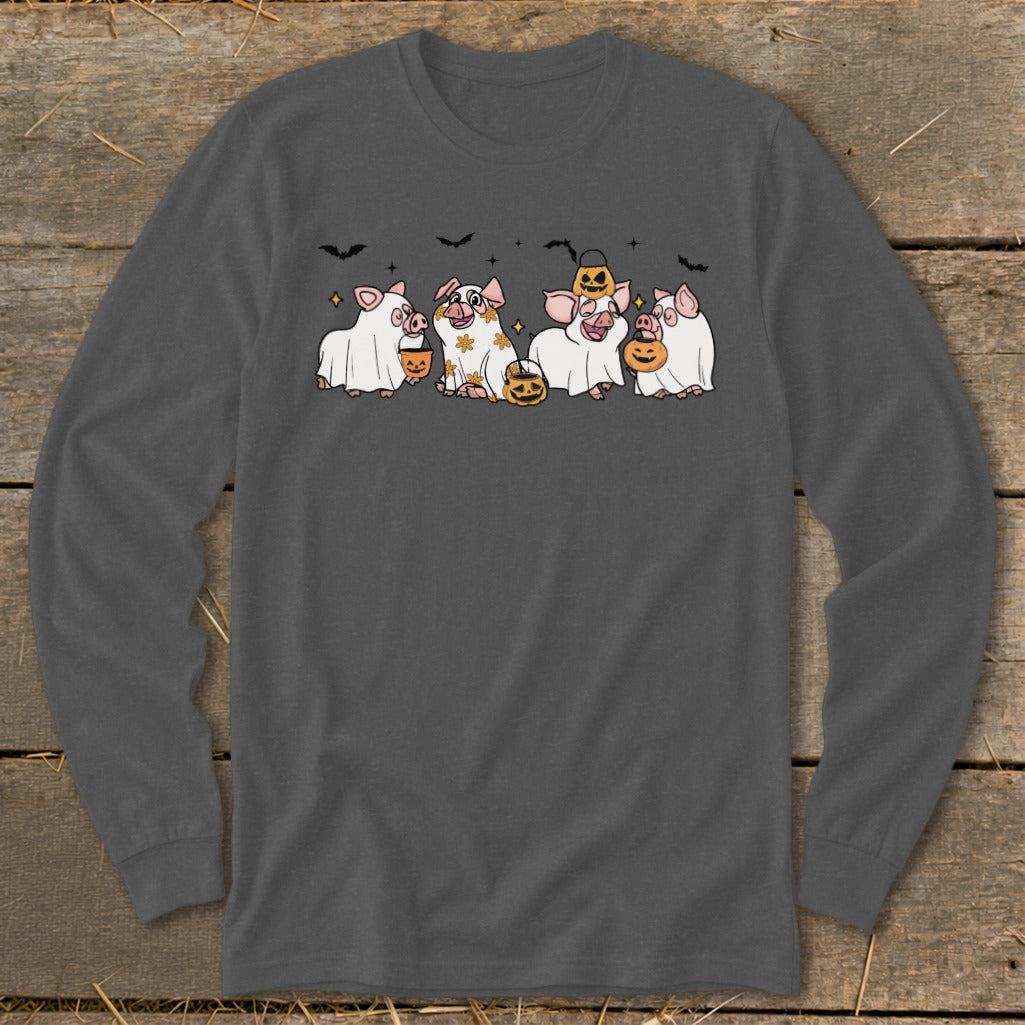 Ghostly Pigs Halloween Long Sleeve Tee product image 4