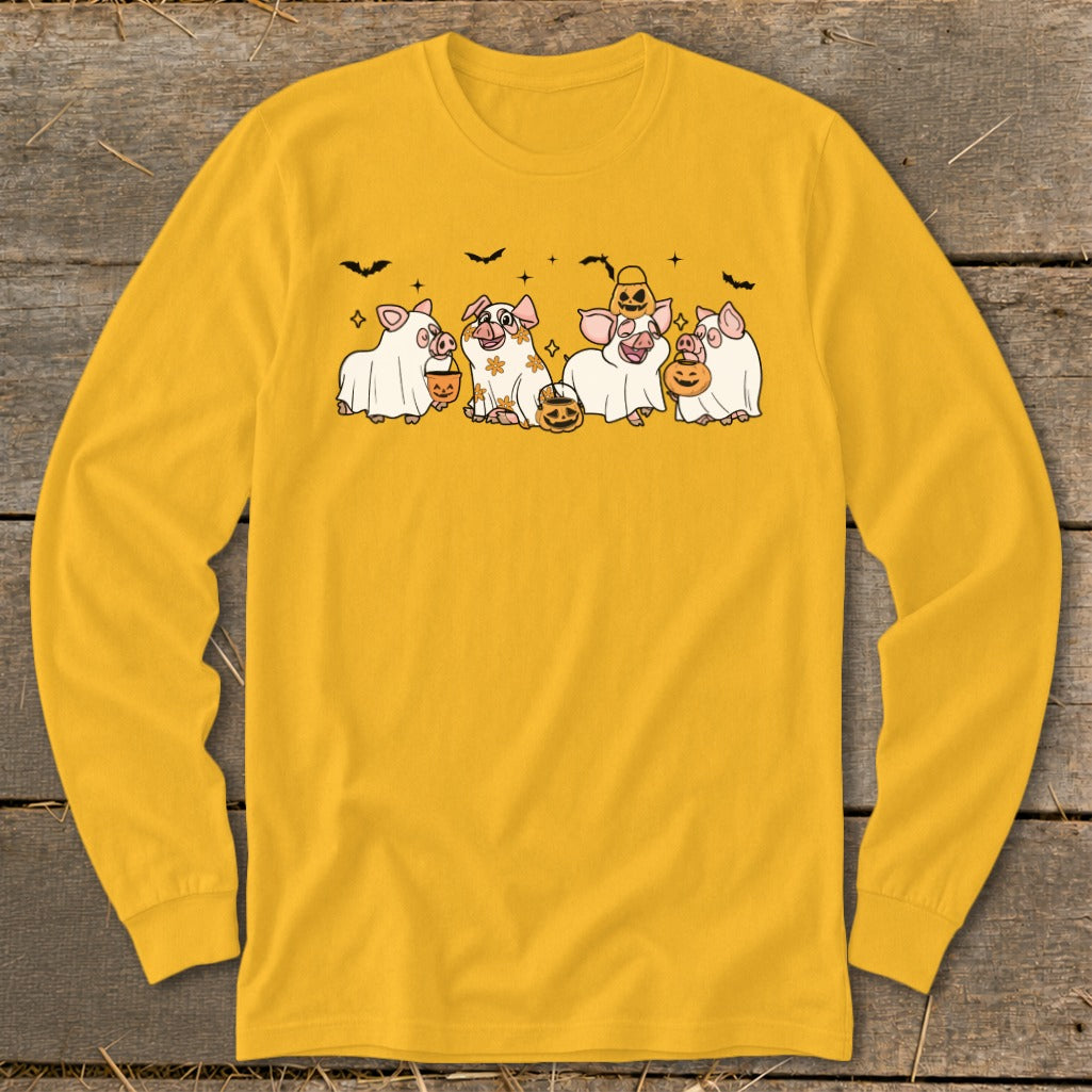 Ghostly Pigs Halloween Long Sleeve Tee product image 1