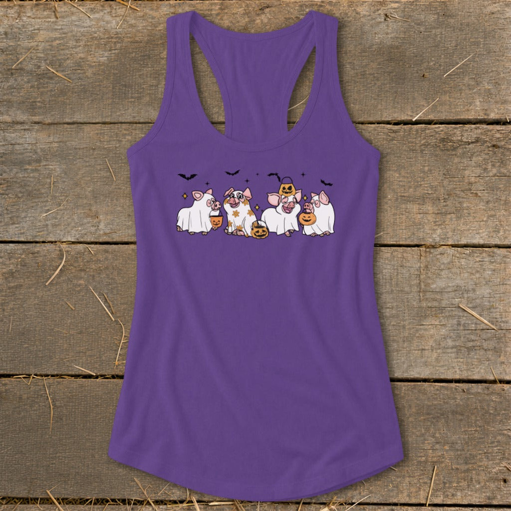 Ghostly Pigs Halloween Racerback Tank