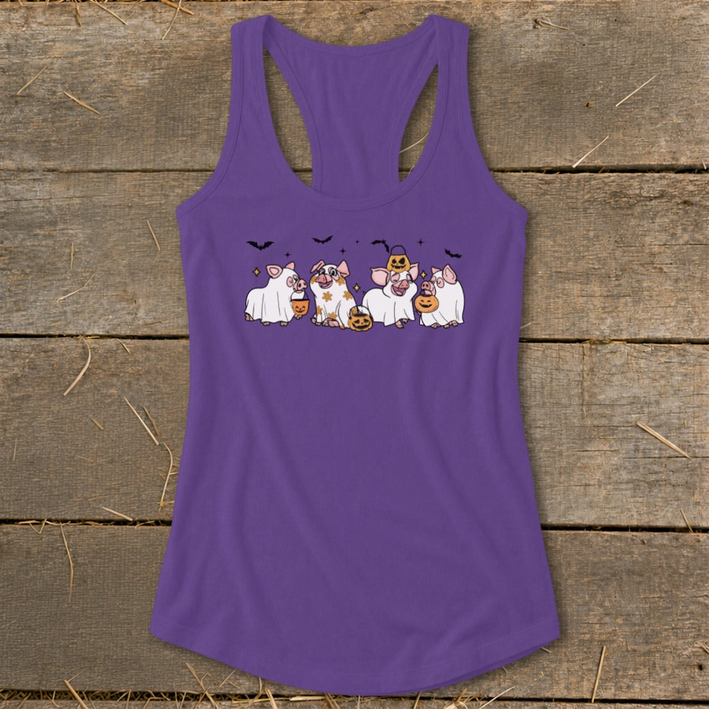Ghostly Pigs Halloween Racerback Tank