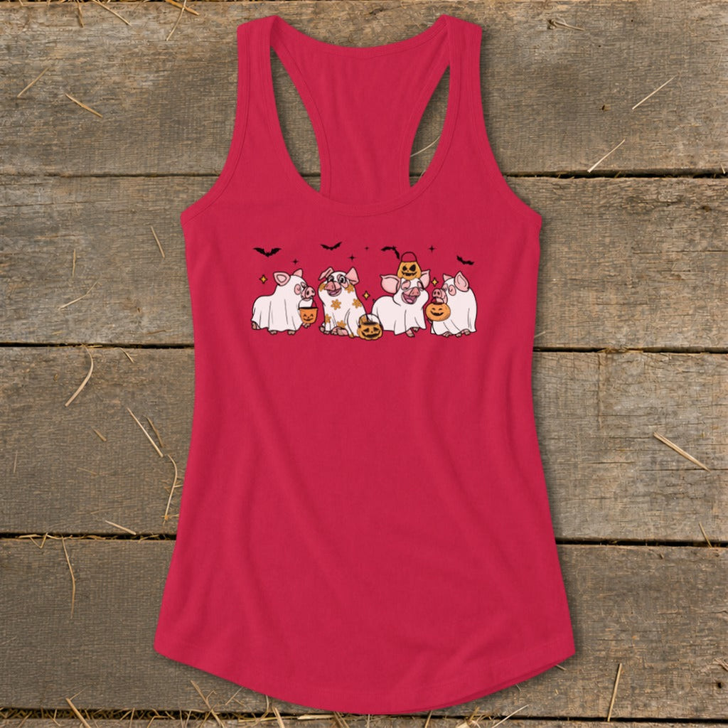 Ghostly Pigs Halloween Racerback Tank