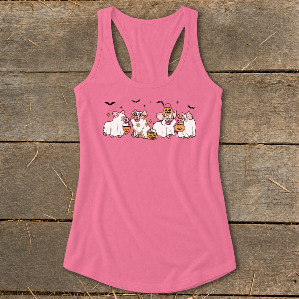 Ghostly Pigs Halloween Racerback Tank