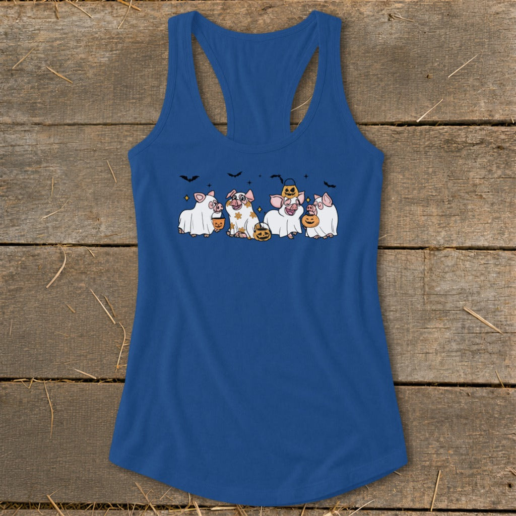 Ghostly Pigs Halloween Racerback Tank