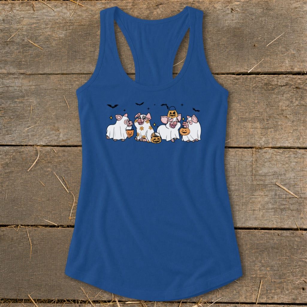 Ghostly Pigs Halloween Racerback Tank