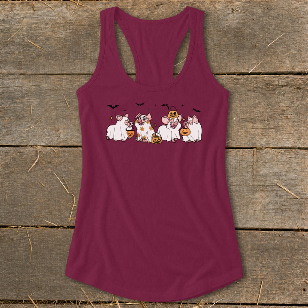 Ghostly Pigs Halloween Racerback Tank