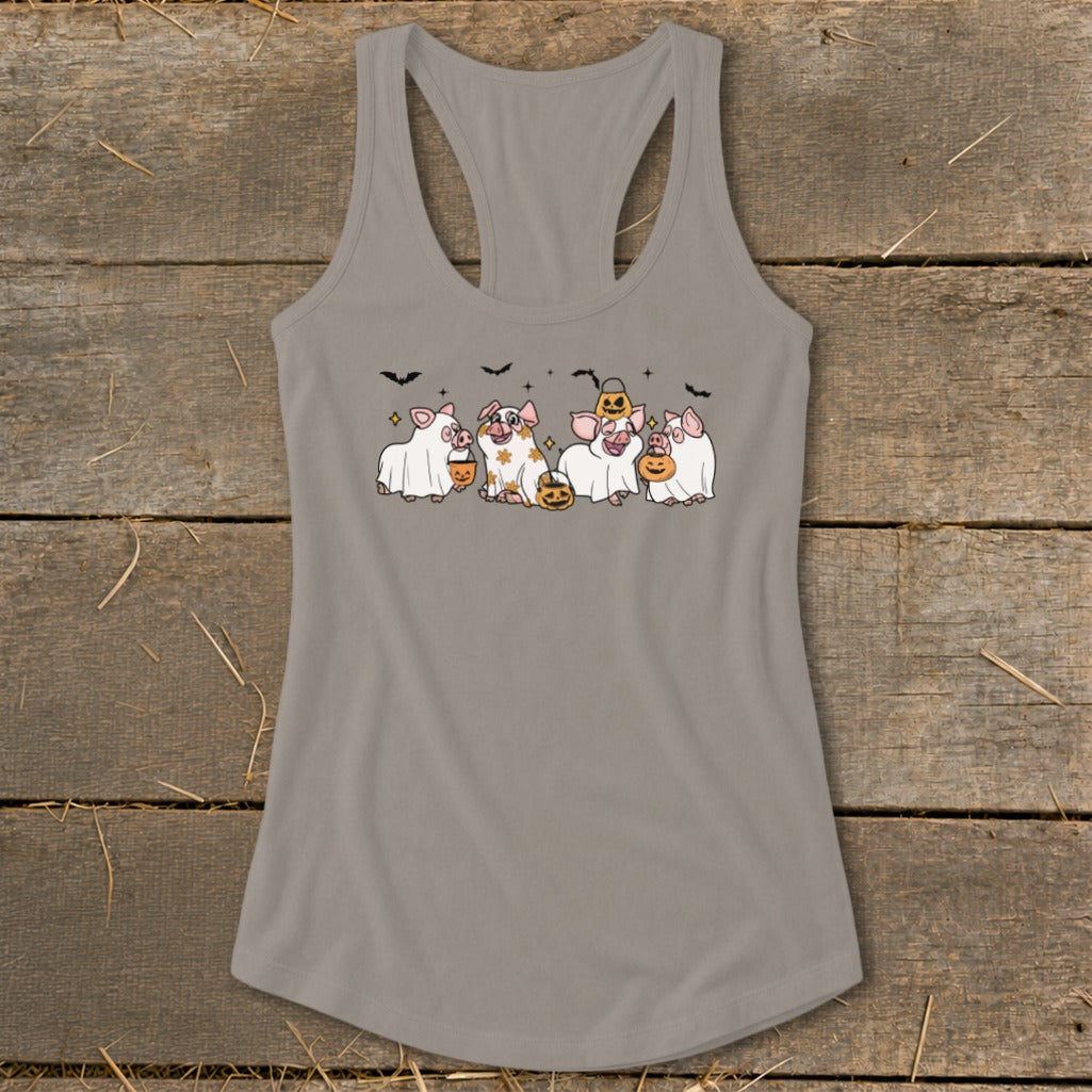 Ghostly Pigs Halloween Racerback Tank