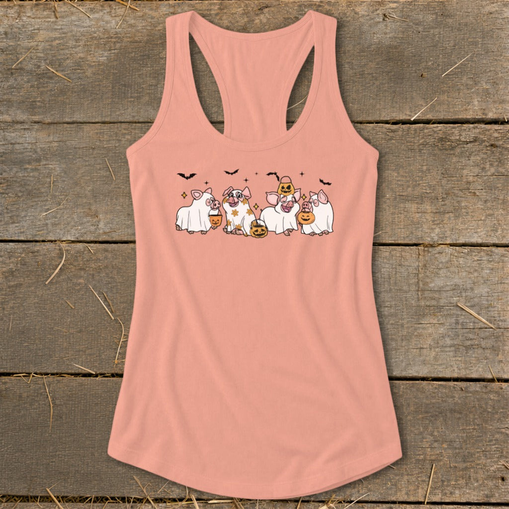 Ghostly Pigs Halloween Racerback Tank