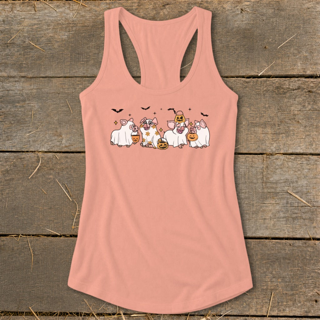 Ghostly Pigs Halloween Racerback Tank