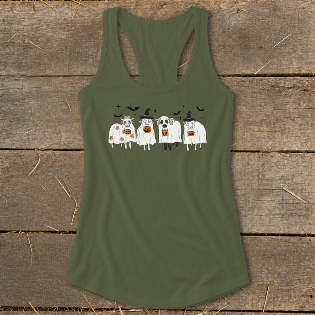 Ghostly Sheep Halloween Racerback Tank