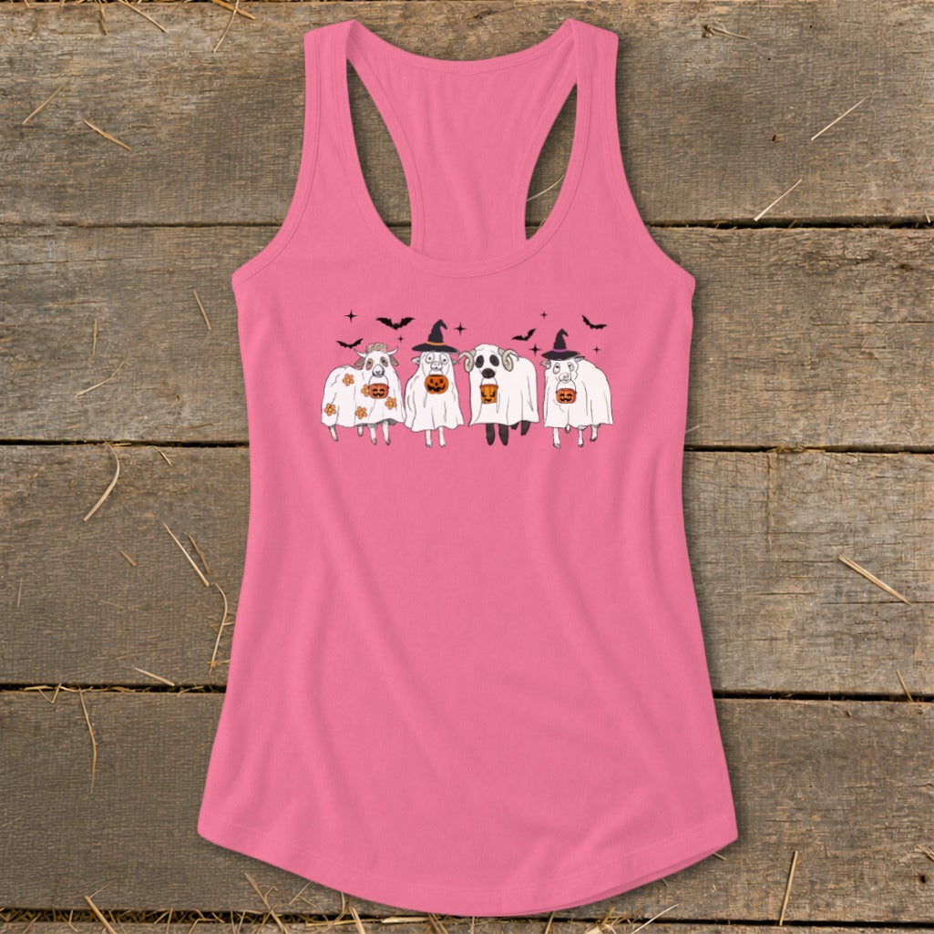 Ghostly Sheep Halloween Racerback Tank
