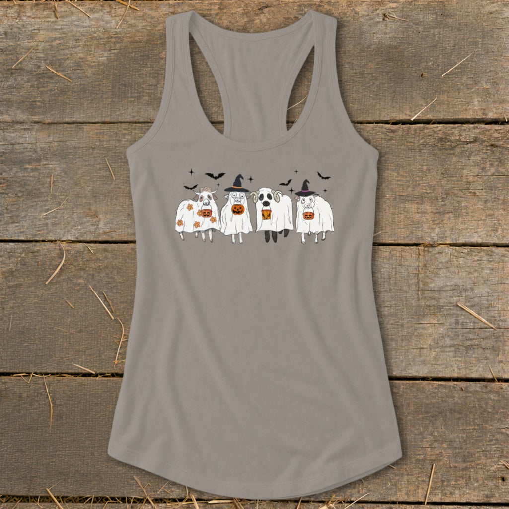 Ghostly Sheep Halloween Racerback Tank
