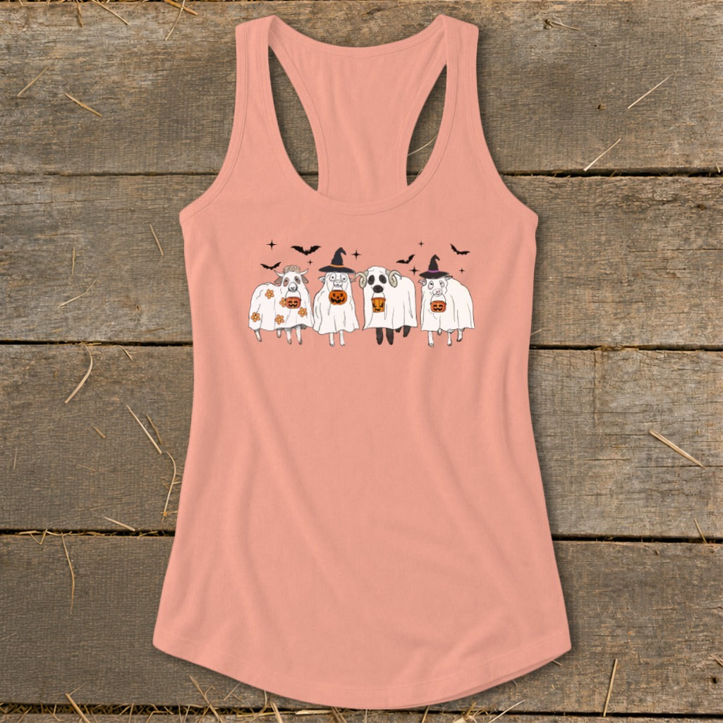 Ghostly Sheep Halloween Racerback Tank