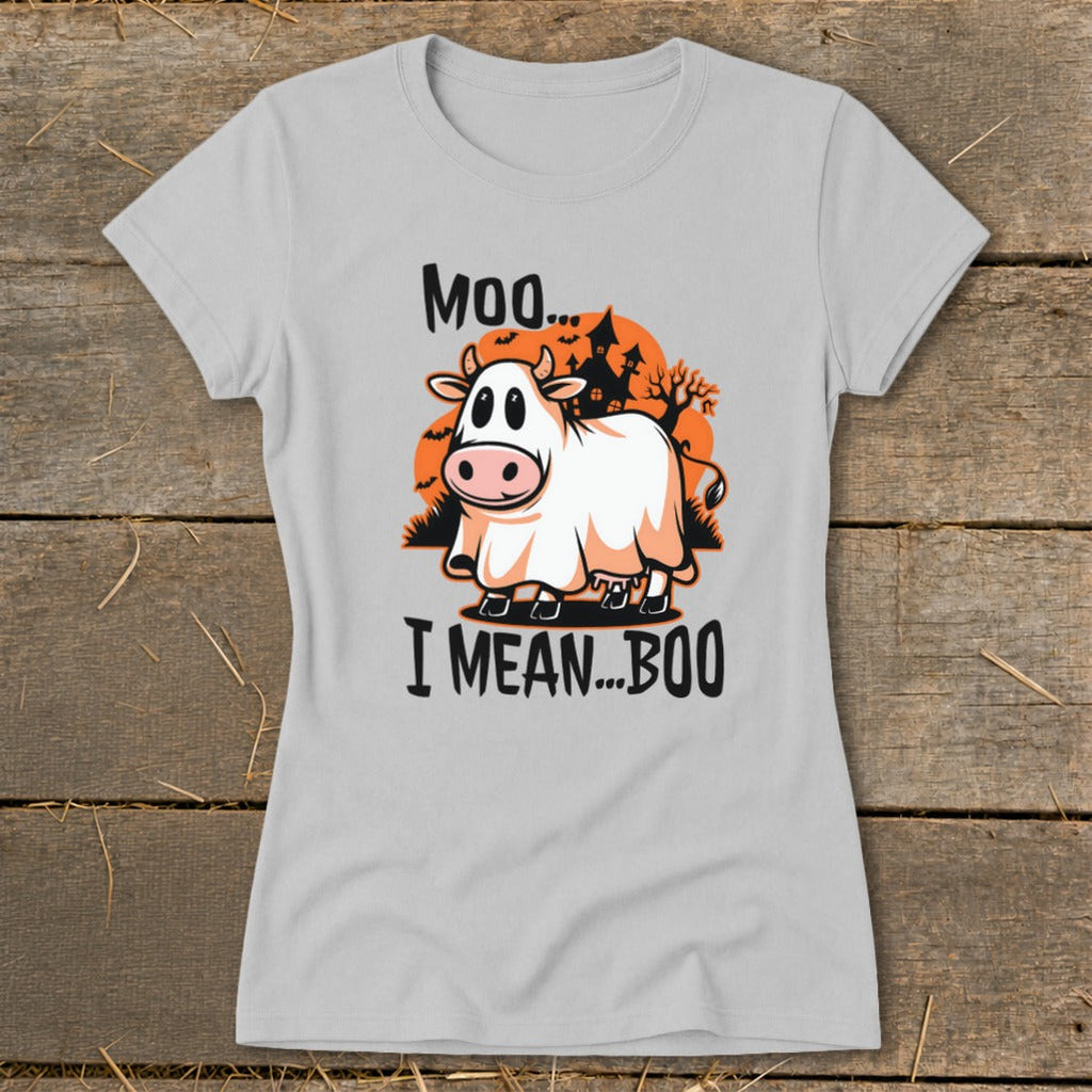 Halloween Moo I Mean Boo Cow Ladies Tee product image 3