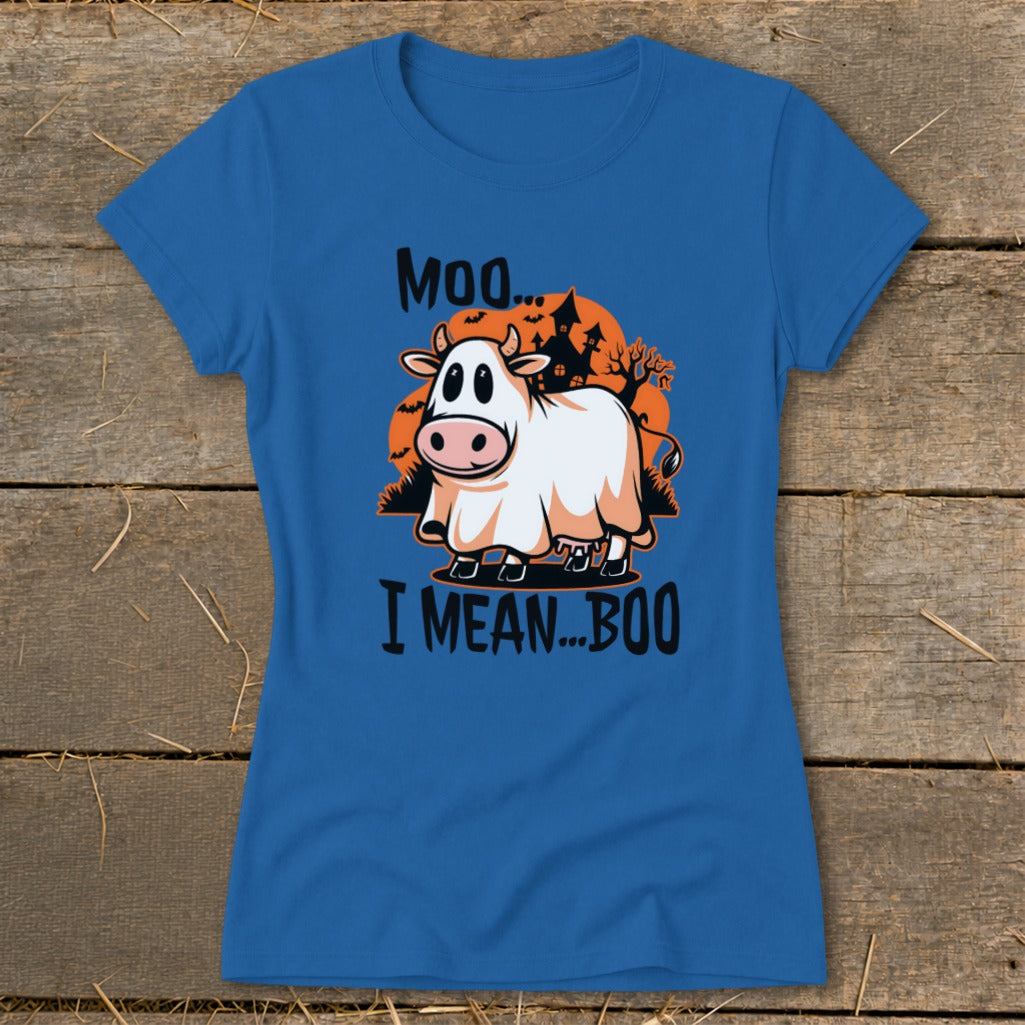 Halloween Moo I Mean Boo Cow Ladies Tee product image 4