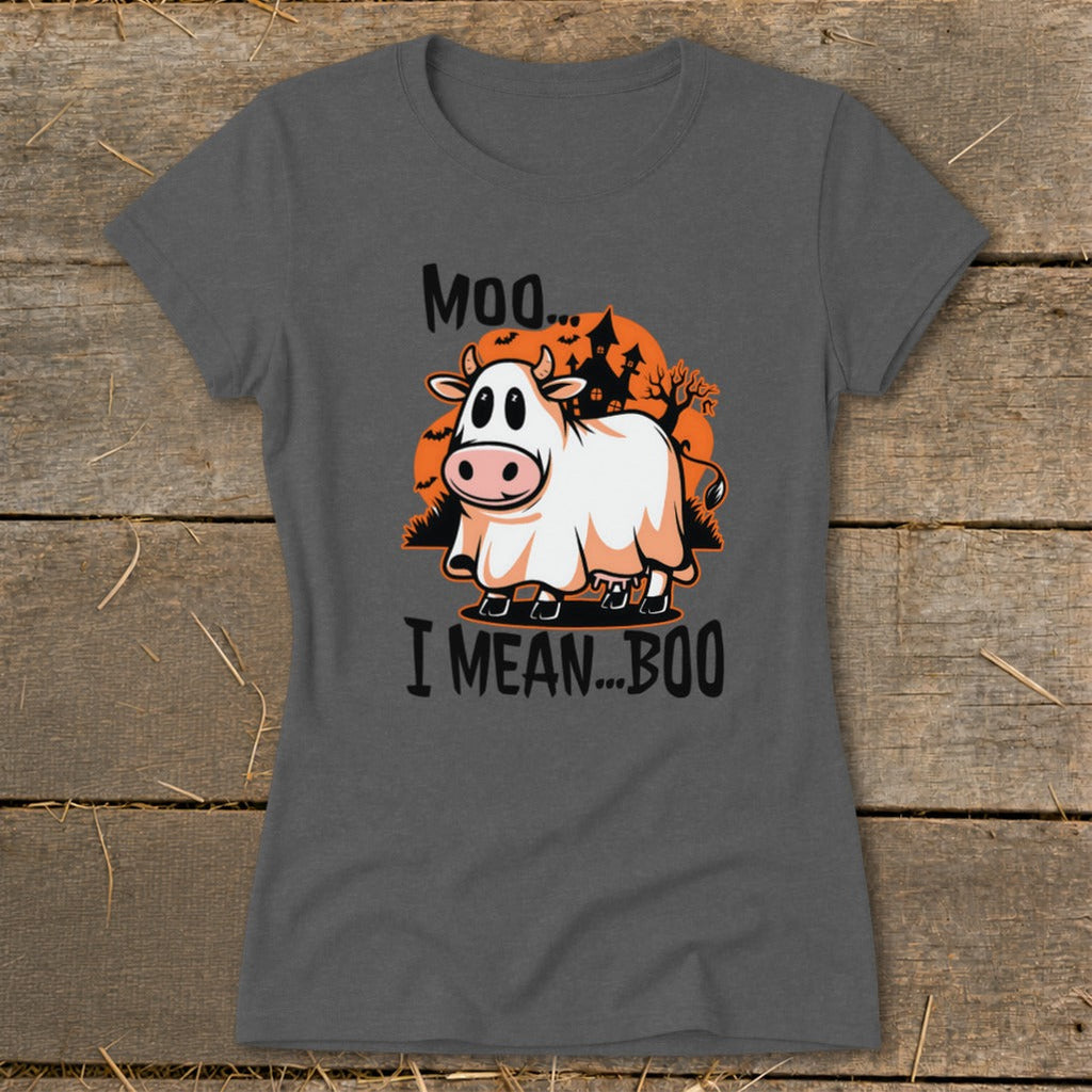 Halloween Moo I Mean Boo Cow Ladies Tee product image 5