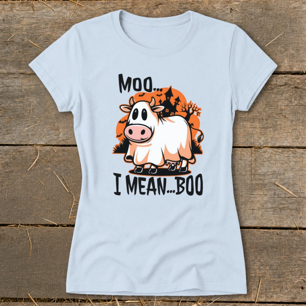 Halloween Moo I Mean Boo Cow Ladies Tee product image 7