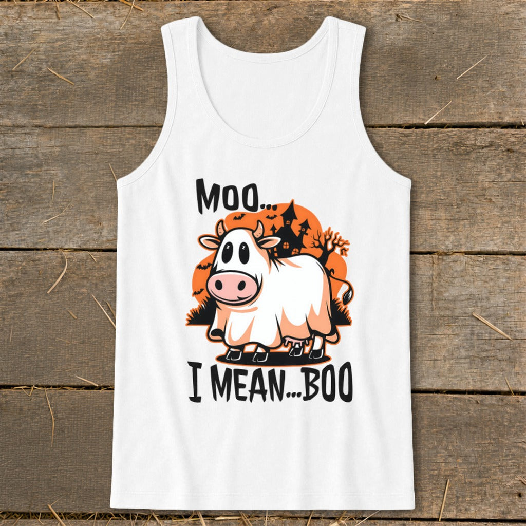 Halloween Moo I Mean Boo Cow Tank Top